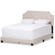 Baxton Studio Willis Tufted Queen Low Profile Bed in Light Beige