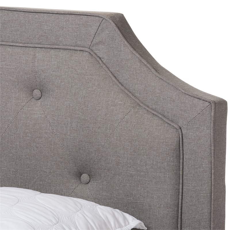 Baxton Studio Willis Tufted Queen Low Profile Bed in Light Gray