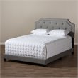 Baxton Studio Willis Tufted Queen Low Profile Bed in Light Gray