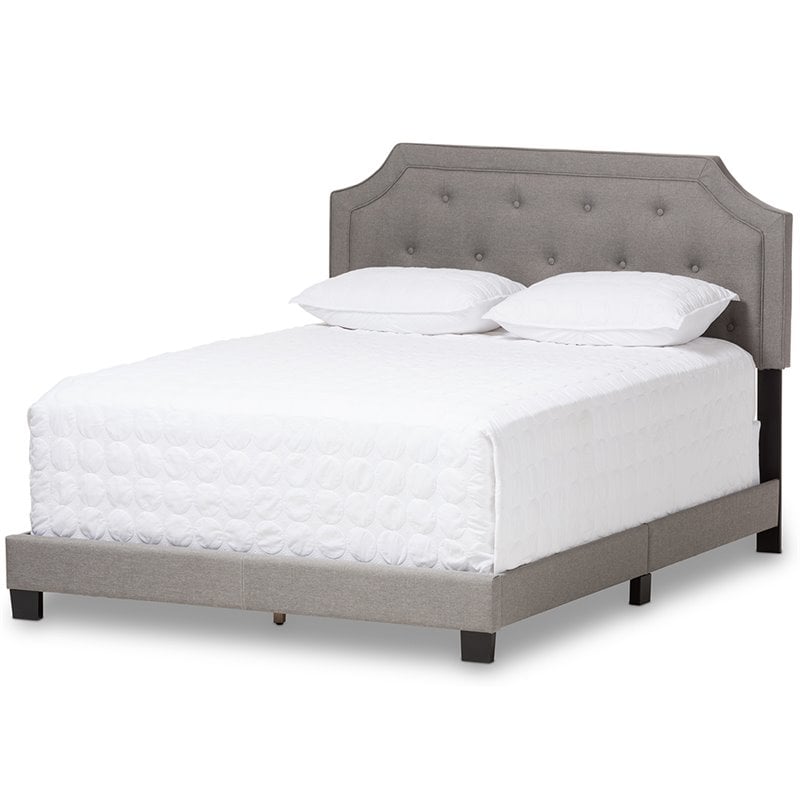 Baxton Studio Willis Tufted King Low Profile Bed in Light Gray
