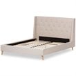 Baxton Studio Adelaide Tufted Queen Platform Bed in Light Beige