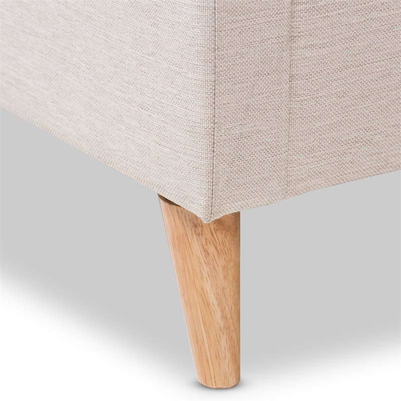 Baxton Studio Adelaide Tufted Queen Platform Bed in Light Beige