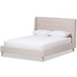 Baxton Studio Adelaide Tufted Queen Platform Bed in Light Beige