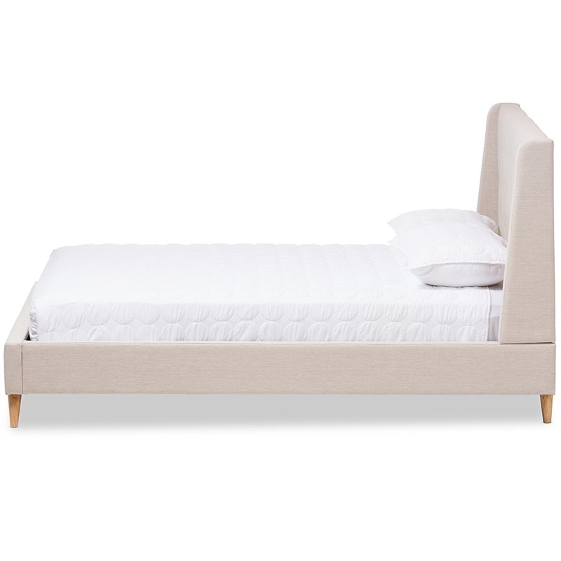Baxton Studio Adelaide Tufted King Platform Bed in Light Beige