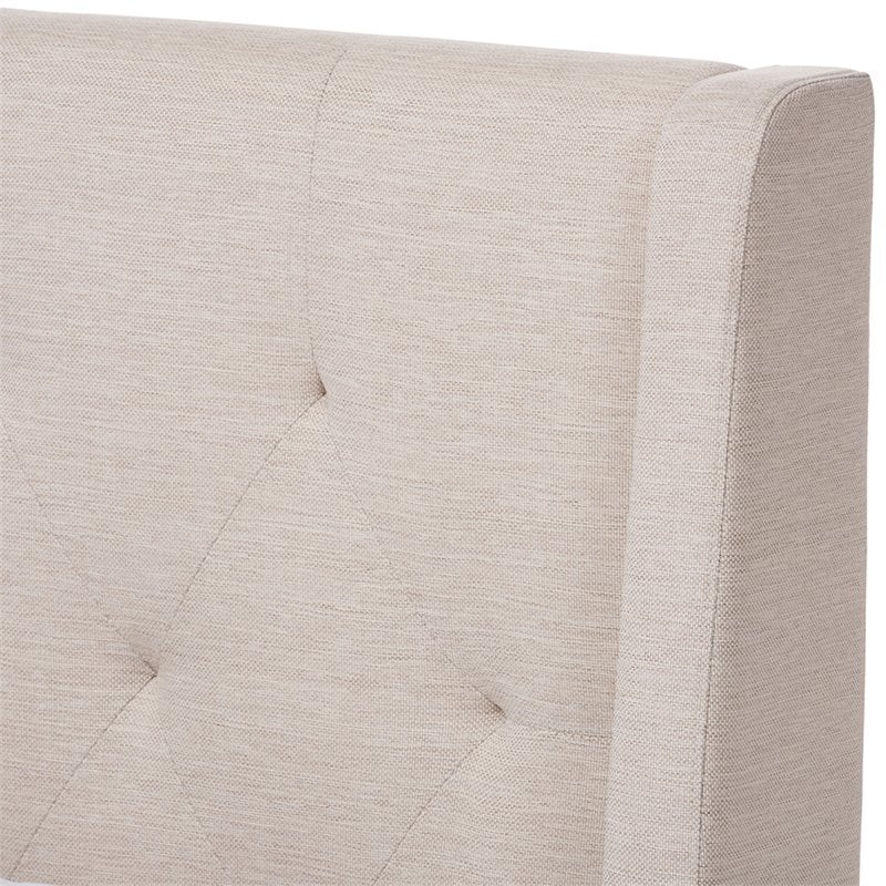 Baxton Studio Adelaide Tufted King Platform Bed in Light Beige