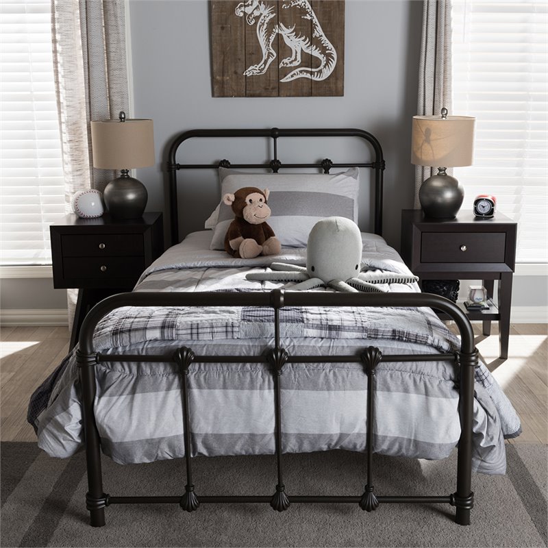 Baxton Studio Mandy Twin Metal Spindle Bed in Black