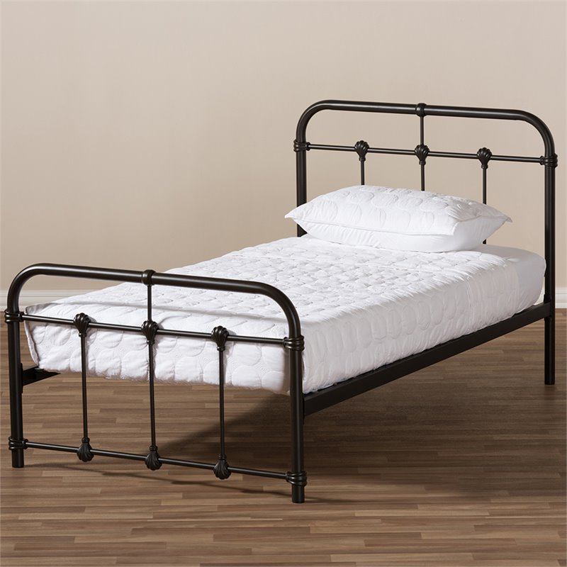 Baxton Studio Mandy Twin Metal Spindle Bed in Black