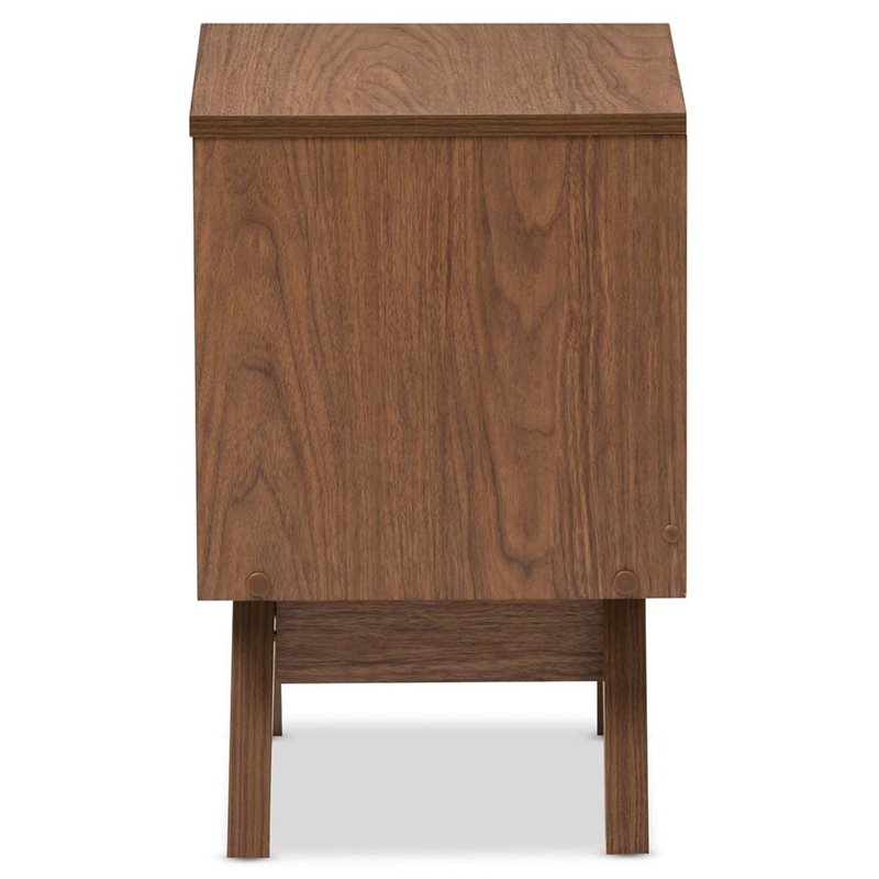 Baxton Studio Hildon 2 Drawer Nightstand in White and Walnut Brown