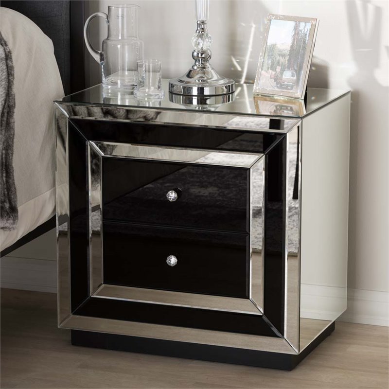 Baxton Studio Cecilia Regency Glamour Style Mirrored 2-Drawer End Table