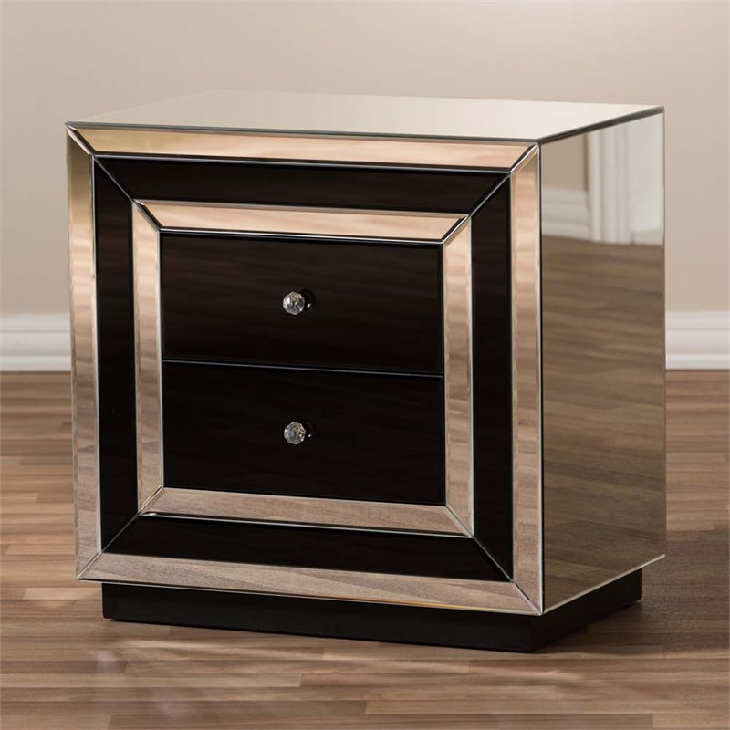 Baxton Studio Cecilia Regency Glamour Style Mirrored 2-Drawer End Table