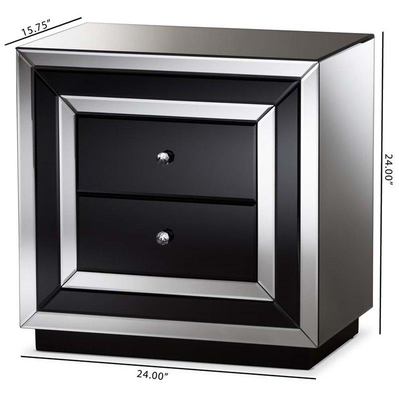 Baxton Studio Cecilia Regency Glamour Style Mirrored 2-Drawer End Table