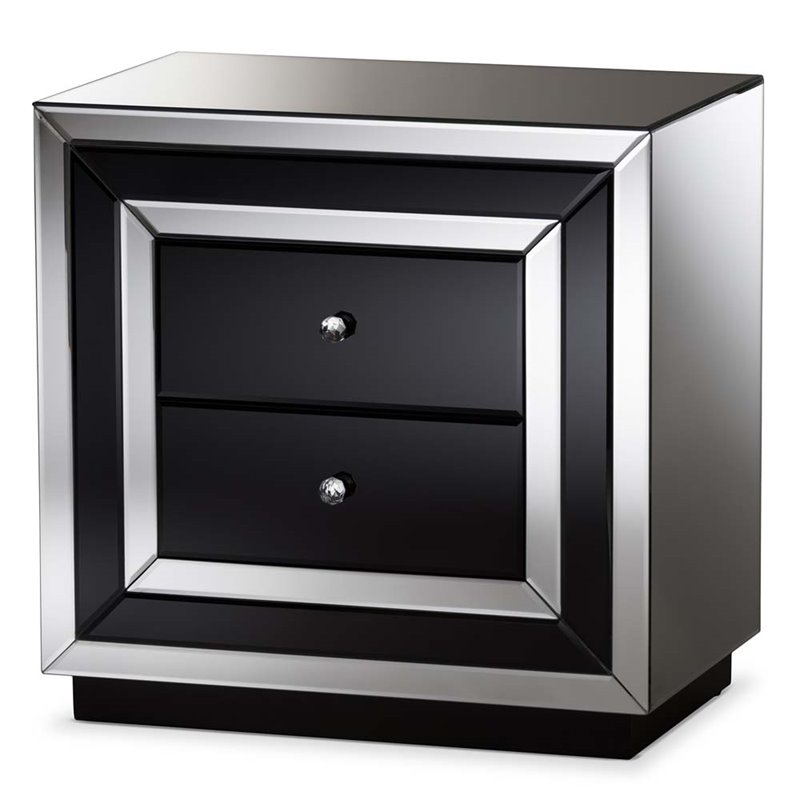 Baxton Studio Cecilia Regency Glamour Style Mirrored 2-Drawer End Table