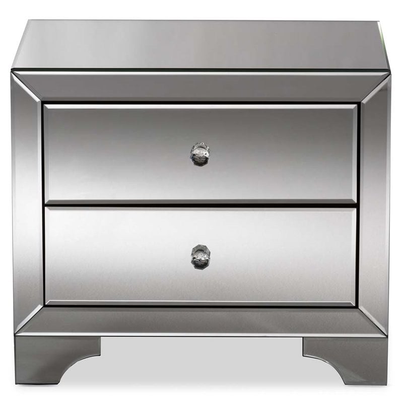Baxton Studio Farrah Hollywood Regency Glamour Style Mirrored 2-Drawer End Table