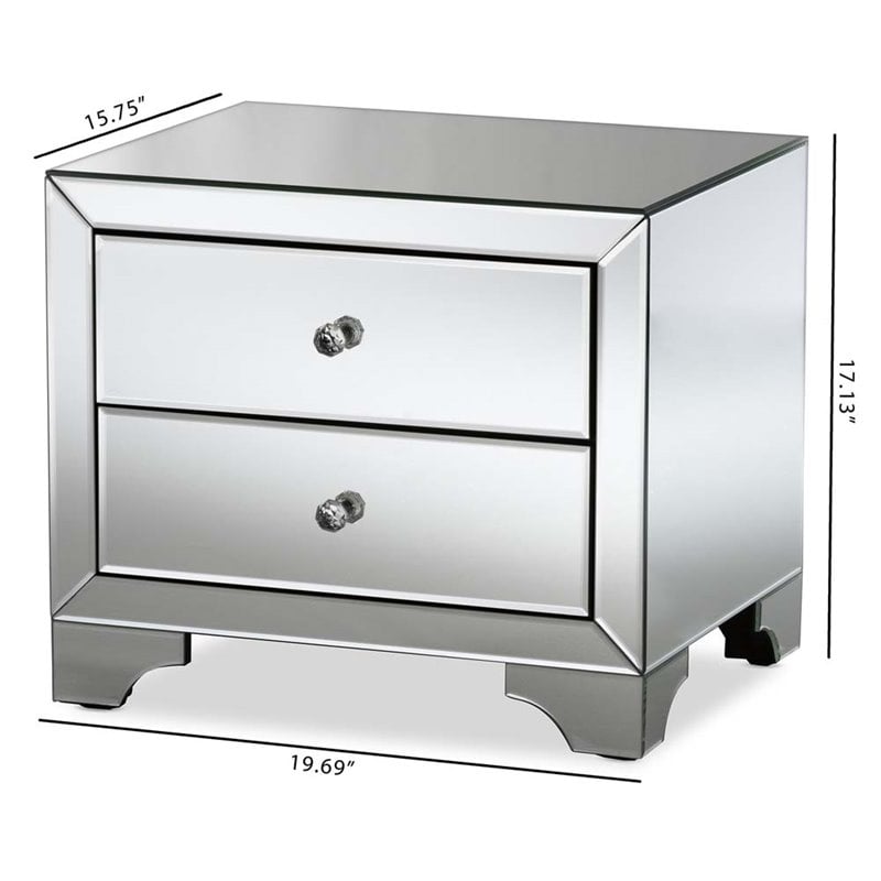 Baxton Studio Farrah Hollywood Regency Glamour Style Mirrored 2-Drawer End Table