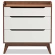 Baxton Studio Brighton 3 Drawer Chest in White and Walnut