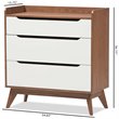 Baxton Studio Brighton 3 Drawer Chest in White and Walnut