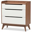 Baxton Studio Brighton 3 Drawer Chest in White and Walnut