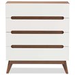 Baxton Studio Calypso 4 Drawer Chest in White and Walnut