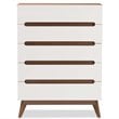 Baxton Studio Calypso 5 Drawer Chest in White and Walnut