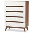 Baxton Studio Calypso 5 Drawer Chest in White and Walnut