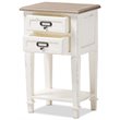 Baxton Studio Dauphine 2 Drawer Wood Nightstand in Weathered Oak White