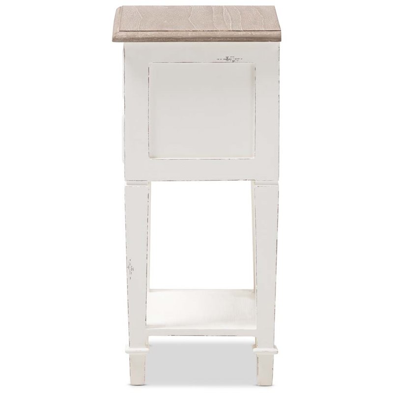 Baxton Studio Dauphine 2 Drawer Wood Nightstand in Weathered Oak White