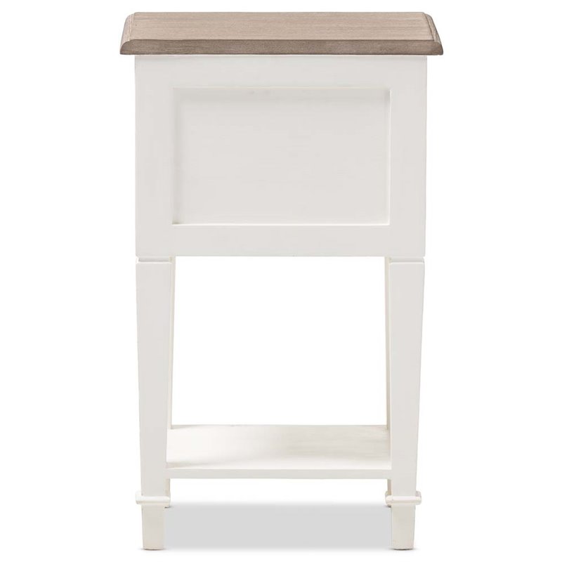 Baxton Studio Dauphine 2 Drawer Wood Nightstand in Weathered Oak White