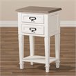 Baxton Studio Dauphine 2 Drawer Wood Nightstand in Weathered Oak White