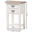Baxton Studio Dauphine 2 Drawer Wood Nightstand in Weathered Oak White
