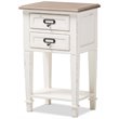 Baxton Studio Dauphine 2 Drawer Wood Nightstand in Weathered Oak White