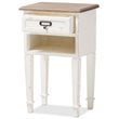 Baxton Studio Dauphine 1 Drawer Wood Nightstand in Weathered Oak White