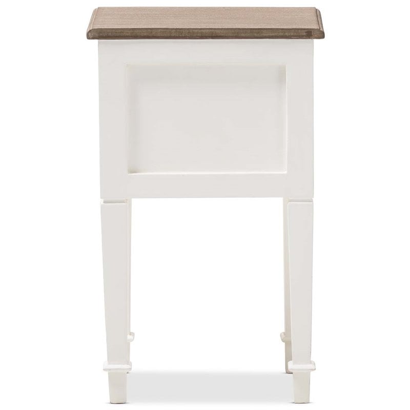 Baxton Studio Dauphine 1 Drawer Wood Nightstand in Weathered Oak White
