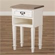 Baxton Studio Dauphine 1 Drawer Wood Nightstand in Weathered Oak White