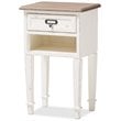 Baxton Studio Dauphine 1 Drawer Wood Nightstand in Weathered Oak White
