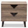 Baxton Studio Swanson Wood 2 Drawer Nightstand in Distressed Oak