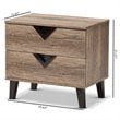 Baxton Studio Swanson Wood 2 Drawer Nightstand in Distressed Oak