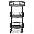 Baxton Studio Bristol 3 Tier Metal Mobile Serving Cart in Black