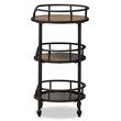 Baxton Studio Bristol 3 Tier Metal Mobile Serving Cart in Black