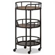 Baxton Studio Bristol 3 Tier Metal Mobile Serving Cart in Black