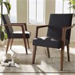 Baxton Studio Andrea Fabric Upholstered Arm Chair in Gray (Set of 2)