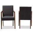 Baxton Studio Andrea Fabric Upholstered Arm Chair in Gray (Set of 2)