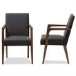 Baxton Studio Andrea Fabric Upholstered Arm Chair in Gray (Set of 2)
