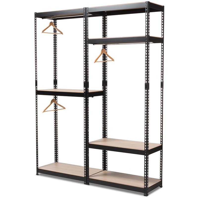 Baxton Studio Metal 3 Shelf Free Standing Closet Storage Organizer