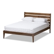 Baxton Studio Elmdon Slatted Wood Headboard Full Platform Bed in Walnut Brown