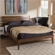 Baxton Studio Elmdon Slatted Wood Headboard Full Platform Bed in Walnut Brown