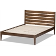 Baxton Studio Elmdon Slatted Wood Headboard Full Platform Bed in Walnut Brown