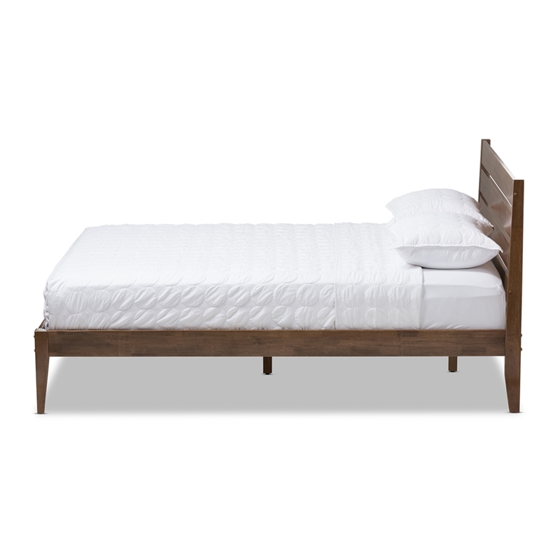 Baxton Studio Elmdon Slatted Wood Headboard King Platform Bed in Walnut Brown