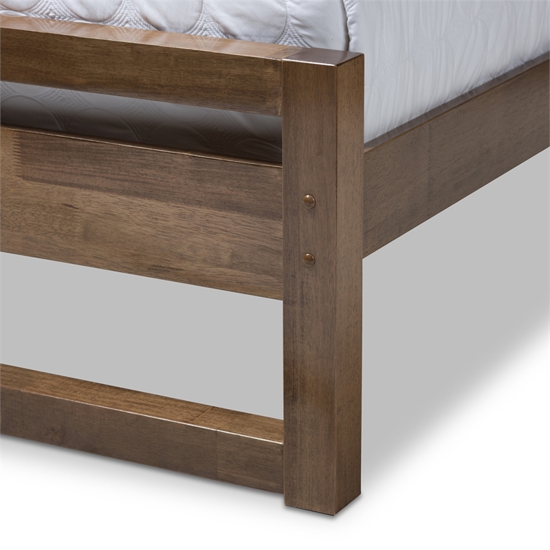 Baxton Studio Torino Solid Wood Open Frame Style King Platform Bed in Walnut