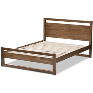 Baxton Studio Torino Solid Wood Open Frame Style King Platform Bed in Walnut