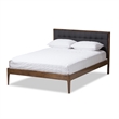 Baxton Studio Jupiter Tufted Fabric Upholstered King Platform Bed in Gray/Walnut